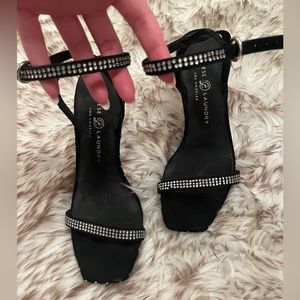 Chinese laundry straps black sandals with rhinestones